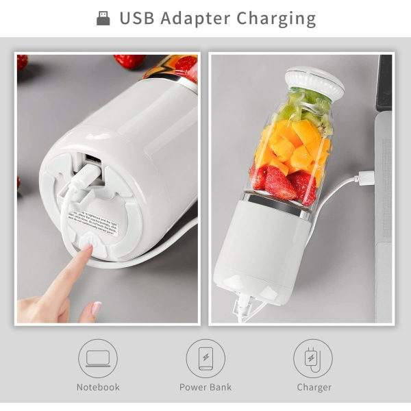 Bærbar blender, elektrisk blender, hvid