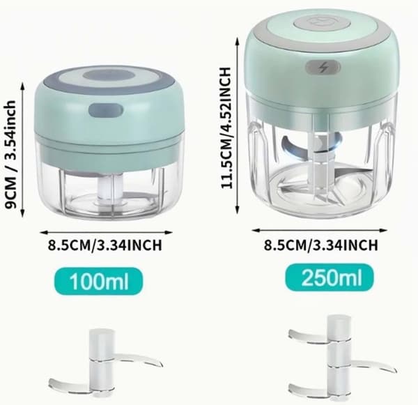 Mini elektrisk foodprocessor USB genopladelig 250 ml enhånds grøntsags- og hvidløgshakker bærbar køkkenprocessor grøn