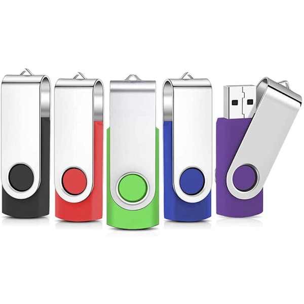 USB-stik, 32 GB, Sæt med 5, Flash Drive 2.0, Memory Stick, Roterbar Lager Nøgleholder, USB U Disk