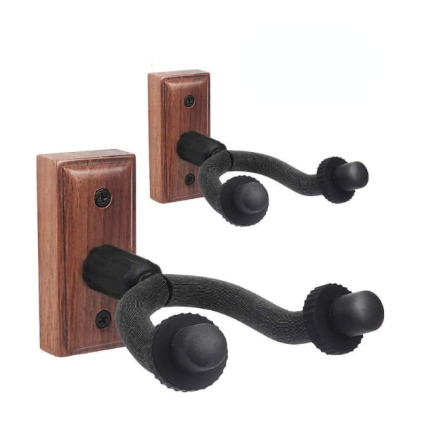 Gitarrväggfäste Hängare 2-pack, svart valnöt väggkrok Hållare Stativ för akustisk elektrisk gitarr bas Ukulele.