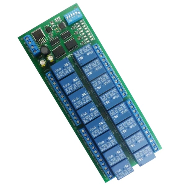 DC12V DIN35 C45 Skinneboks 16-kanals RS485-relæmodul Modbus RTU UART Styreomskifterkort til PLC PTZ Kameramotor LED