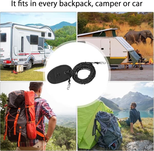 Campingklädstreck, utdragbart dubbellinje i polyesterrep med 24 halkfria pärlor för resor, husbil, balkong och backpacking