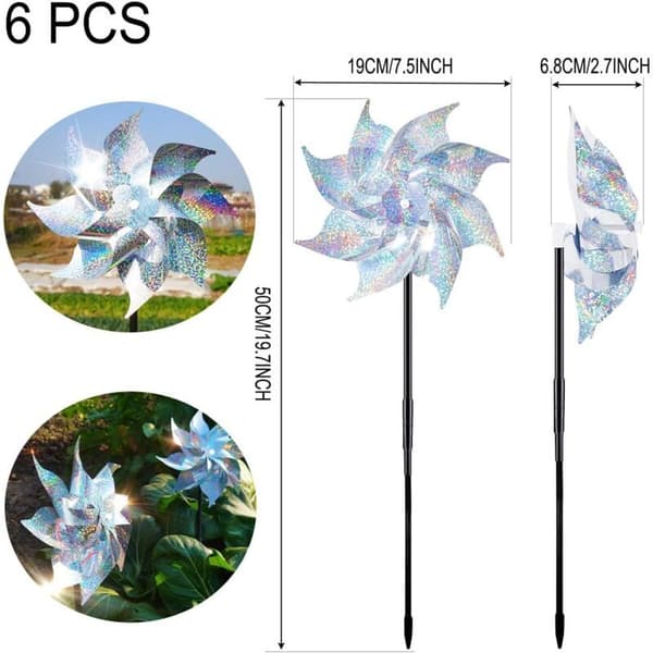 Bird Scarer Wind Spinner, 6 Pieces Reflective Wind Spinners, Outdoor Garden Wind Spinner_yux