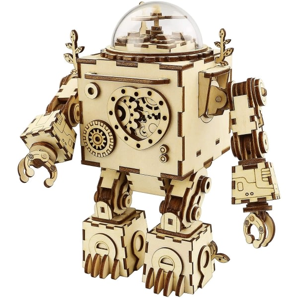 Steam Punk Musiikkikello 3D Puinen Palapelin Hantverkkilelu (LED-valolla)