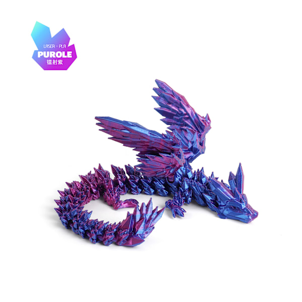 Hot salg 3D-printet krystal flyvende dragevinger, led kan bevæges, kreative drageornamenter, håndlavede gaver, legetøj 14cm Blue-purple gradient
