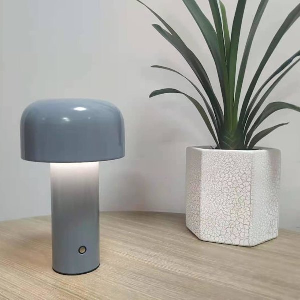 1. Svamplampe med Berøringsdimming Bordlampe for Stue USB Oppladbart Led Nattelys Moderne Trådløst Rom/Bar/Soverom/Sengebord/Studie/Hjem/Kontor Gray