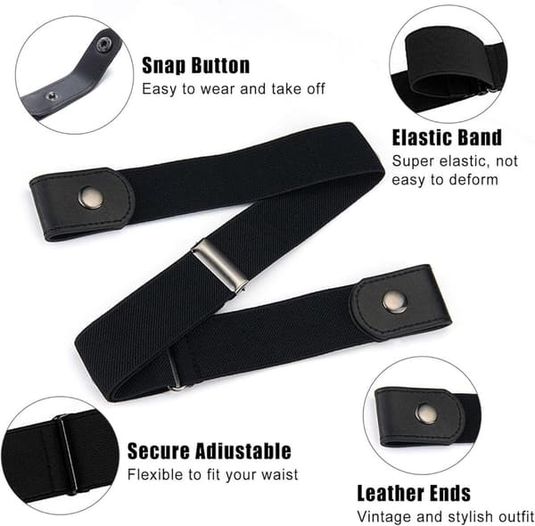 pieces - spænderløse bælter - elastisk linning - spænderløse elastiske bælter - justerbar unisex - strækbar - stærk holdbar
