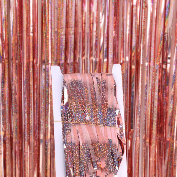 Folie Fringe Gardiner, Metallic Tinsel Gardiner Baggrund i Roséguld 1m*2m