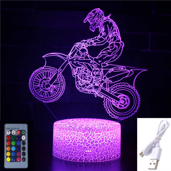 TG 1st motorcyklar nattljus för barn, 3D Illusion Lamp LED-ljus