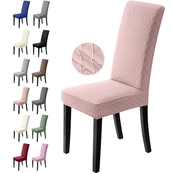 Stolsöverdrag Set om 2 Stretchiga Stolsöverdrag Matsalsstolsöverdrag Universella Elastiska Överdrag Tvättbara Avtagbara (2 Delar, Mörkgrå) Rosa pink