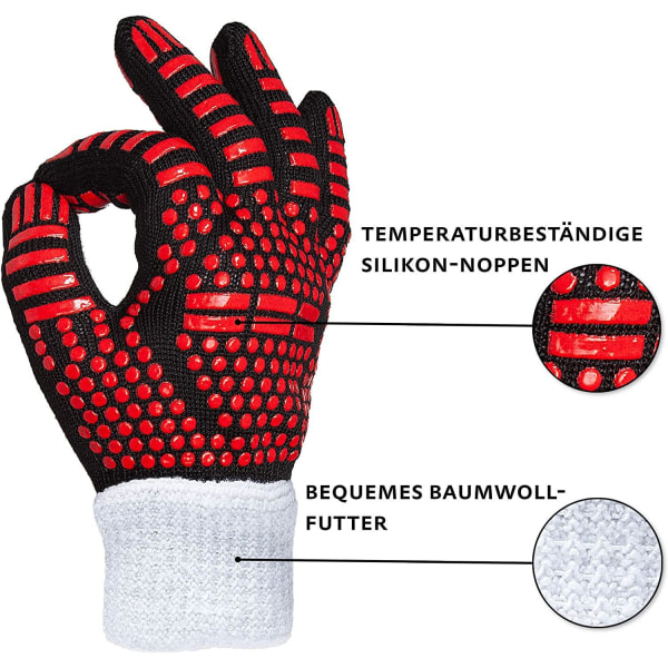 Brandsäkra handskar, grillhandskar, värmeskydd, eldstadshandskar