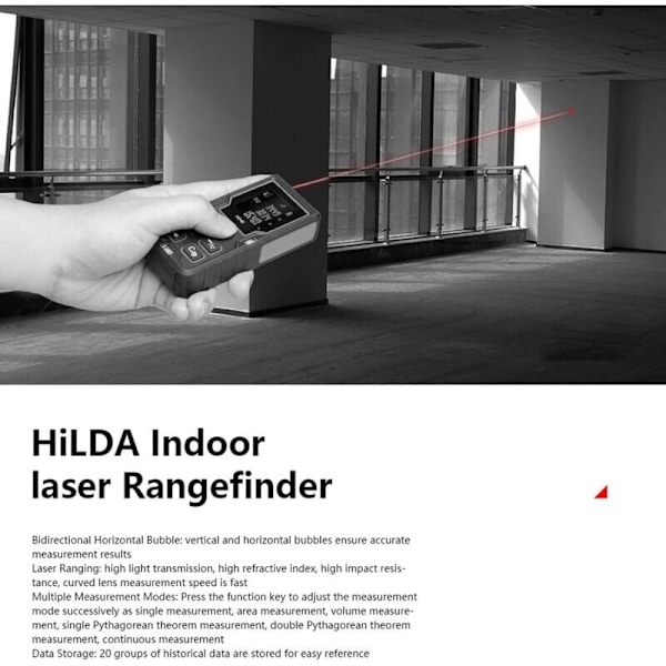 Laseravståndsmätare - Handhållen LCD-skärm Laseravståndsmätare Infraröd Avståndsmätare med Dubbel Vattenpass HD100, från DEBUNS