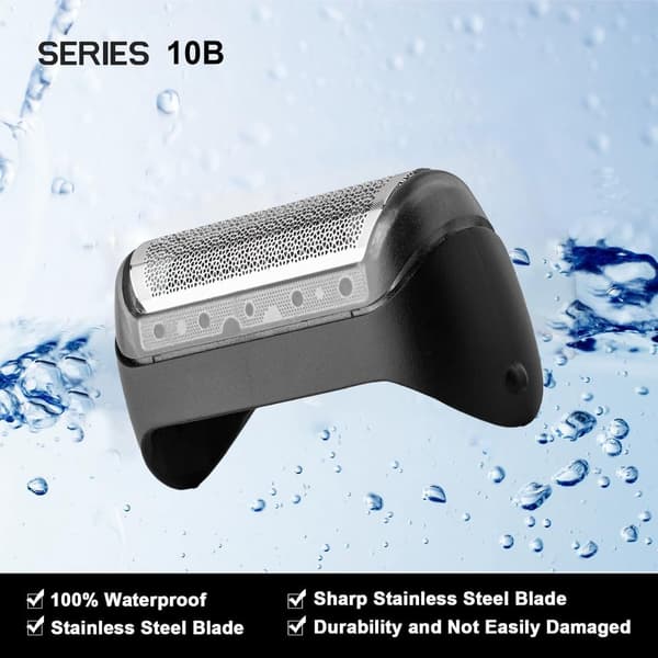 10B Erstatningsbarberhode, Folie i Rustfritt Stål og Løft-Opp Klippesystem for Braun Series 1, 1000 og 2000 Barbermaskiner