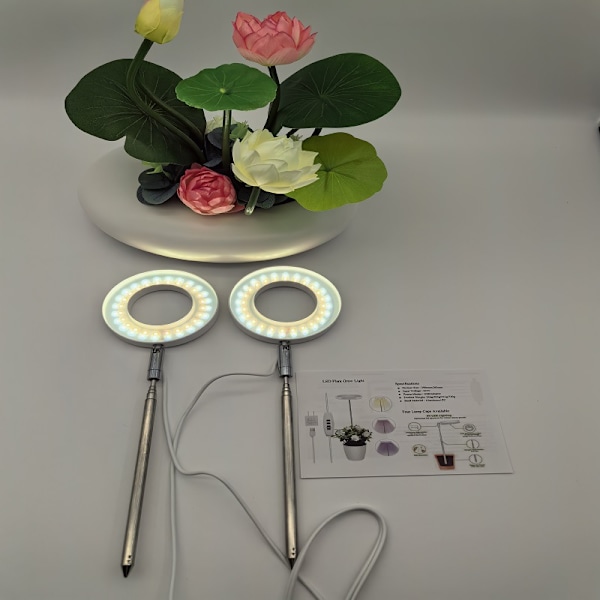 LED teleskopisk växtlampa tillväxtlampa ängelring suckulent rött och blått ljus fullspektrum blomtiming växtbelysning White Angel Ring Two white warm light 10W