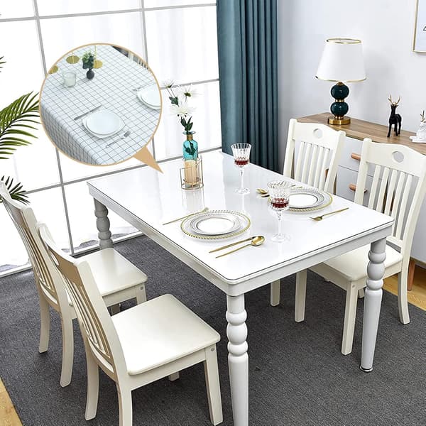137*180cm Checkered PVC Tablecloth in Chess Pattern, Wipeable Rectangular Plastic Tablecloth, Stain Resistant, Waterproof_yux