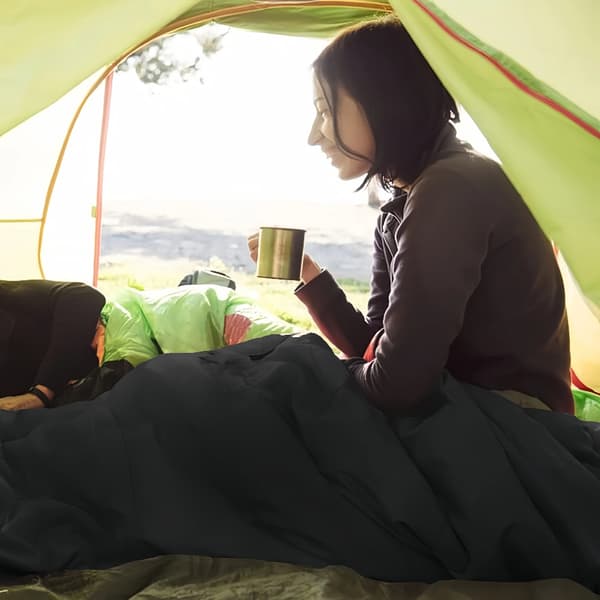 Vindtæt Sovepose til Udendørs Camping Ultralet Varm Sort