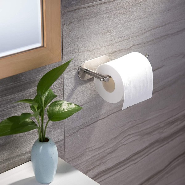 Itsekiinnittyvä wc-paperiteline - Itsekiinnittyvä wc-paperiteline kylpyhuoneeseen keittiöön Itsekiinnittyvä seinä Harjattu ruostumaton teräs