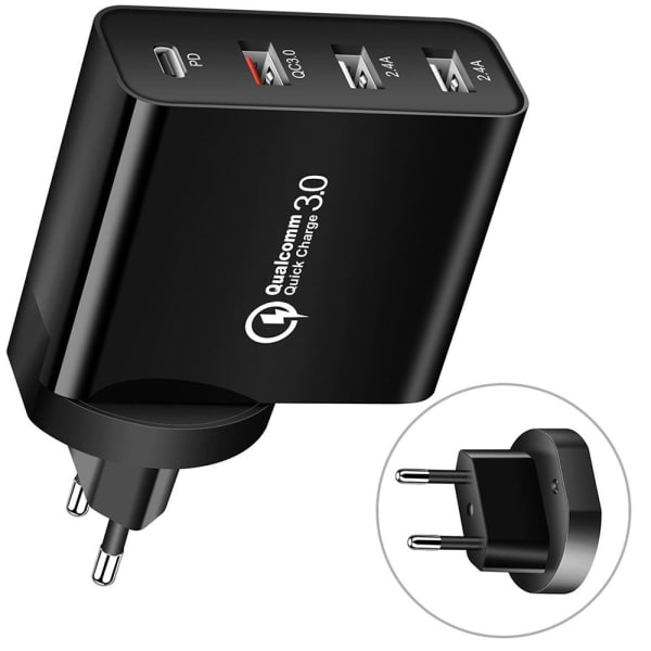 TG Snabbladdare PD 48W Väggadapter Svart