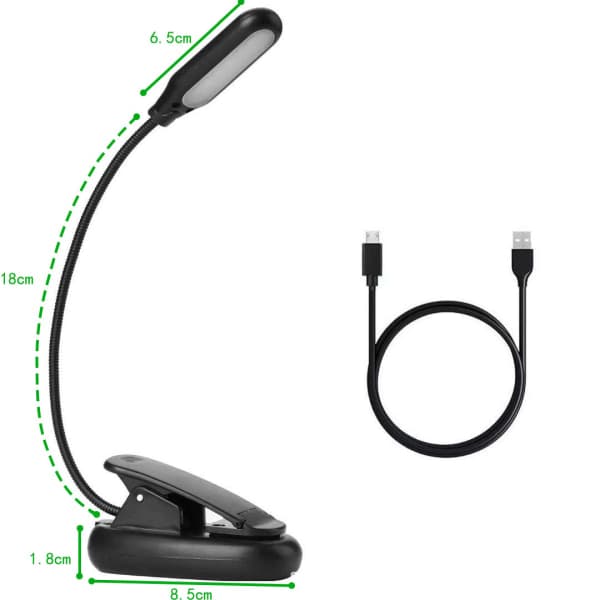 Kirjanvalaisin, Led USB Ladattava Lukulamppu 3 Tasolla