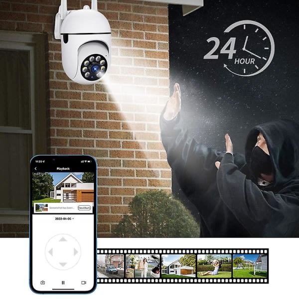 Galaxy Säkerhetskamera inomhus utomhus, 2,4G trådlös CCTV WiFi-kamera med infrarött mörkerseende