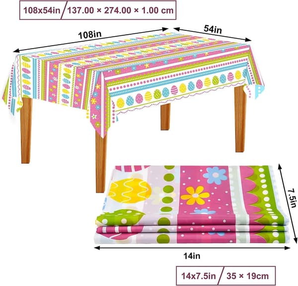 Easter Tablecloth, 1 pc Easter Tablecloths, Waterproof Reusable Easter Decoration (137 * 274 cm)_yux