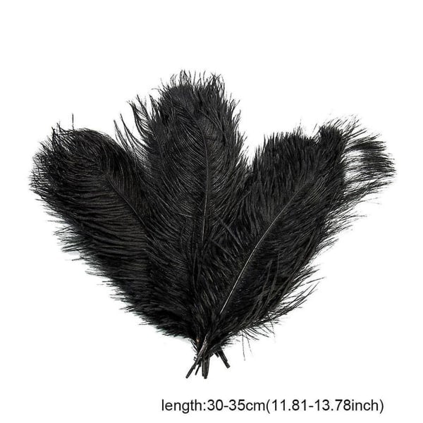 10 stk. Strudsefjer Centerpiece Bryllupsfest Borddekoration 30-35cm Sort