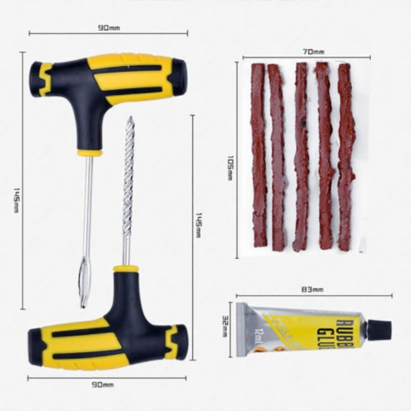 TG Slangløst Dekk Reparasjonsverktøy Dekkreparasjonssett Auto Dekkreparasjon K