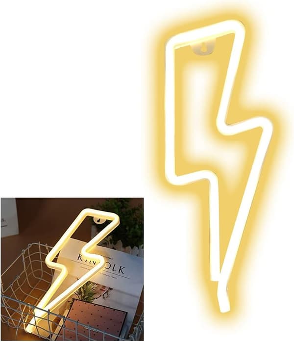 Neonskilt LED Lynform Nattlys Veggdekor Strøm - Perfekt