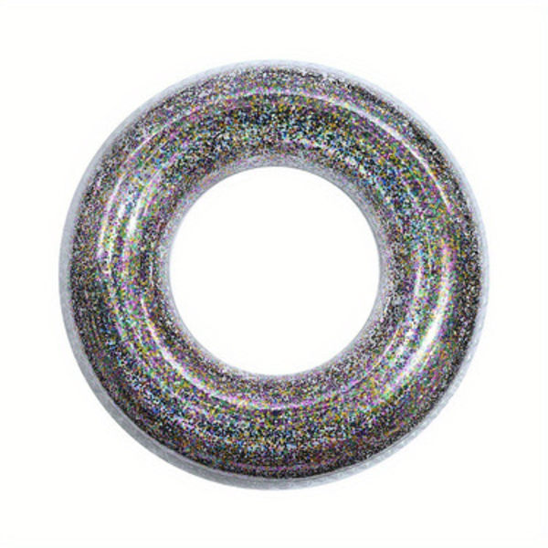 Het försäljning ny transparent badring med paljetter för vuxna och barn uppblåsbara vattentillbehör förtjockad PVC badring #80 silver