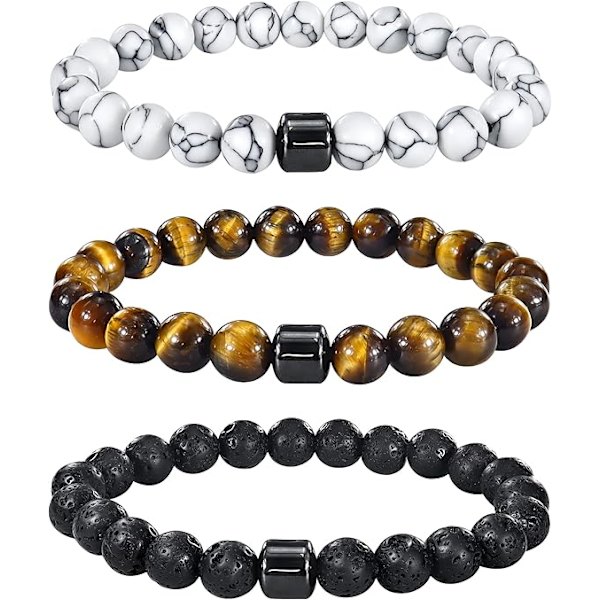 3 stk. Anti-Angst Armbånd Rygestop Armbånd til Mænd og Kvinder Hjælper med at Lindre Angst Frustration Irritabilitet Worry Stones Armbånd
