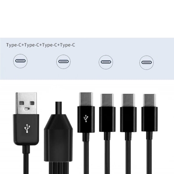 Multi USB C splitterkabel 4 og 1 hurtigladningskabel med 4 Typ-C-porter for telefoner surfplater