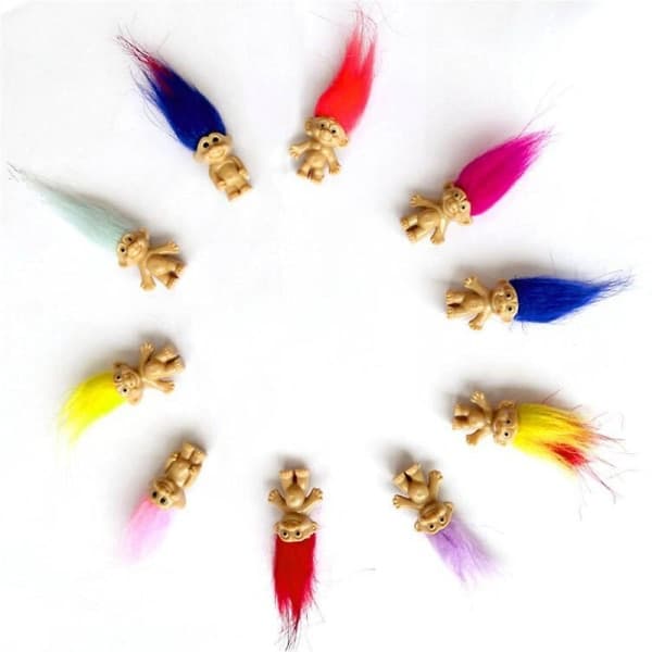 10-pack Lucky Mini Troll Doll Cake Toppers - Cute Party Decorations