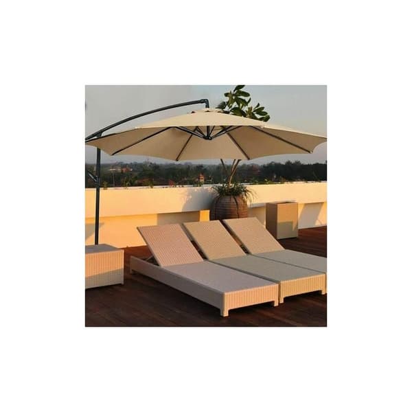 Utskiftbar parasollduk Vanntett UV-bestandig polyester for hage strand utendørs bruk 3m 8 spiler Beige