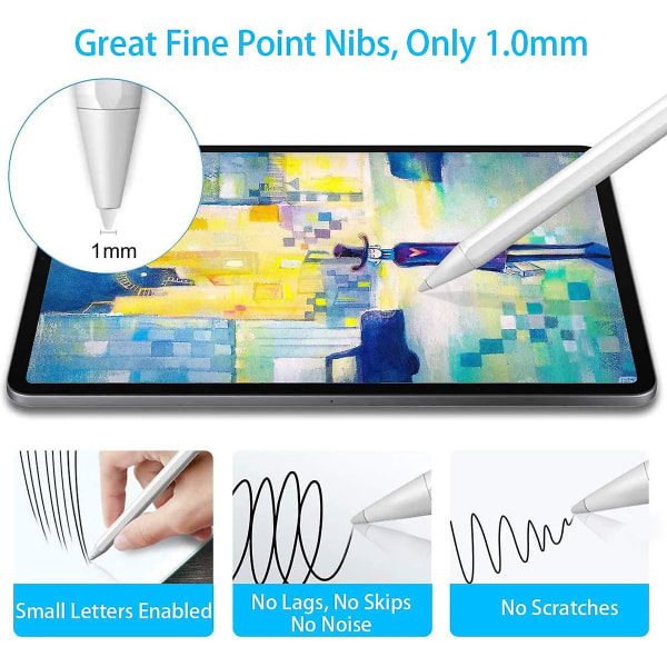 Kompatibel pen til iPad 2018-2021 Palm Rejection, Stylus Pencil 3. generation