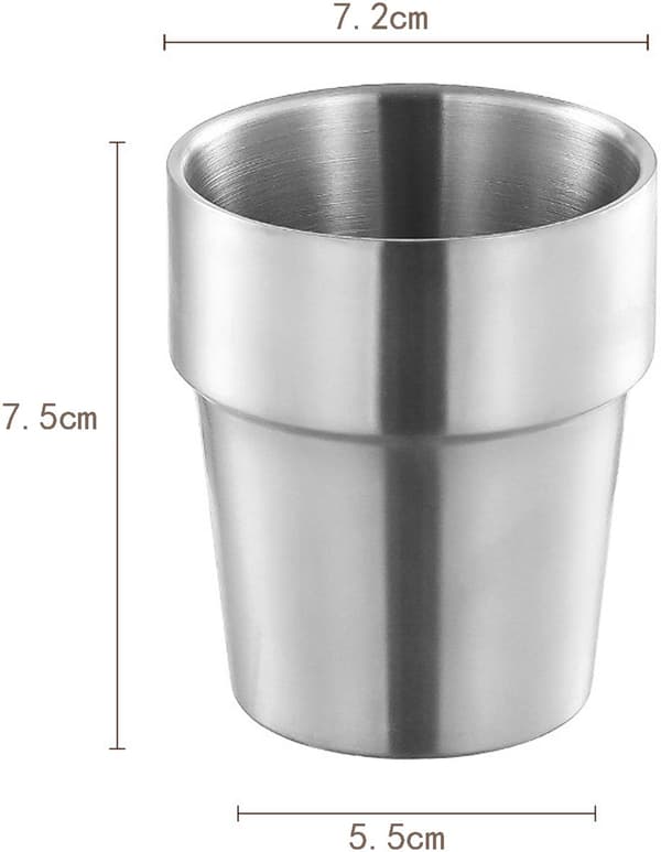 pieces - Rustfritt stål kopp - 180 ml - Stabelbare kopper i rustfritt stål - metallkopp - Dobbeltveggede isolerte drikkekopper Glass