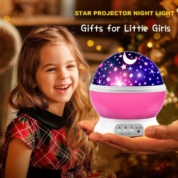 Galaxy Star Projector Night Lights för barn, Glow in The Dark Stars and Moon, Pink Pink