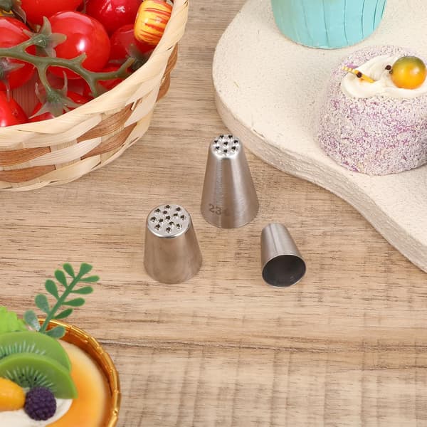 3 stk. gress-tyller, glasur-dekoreringstyller i rustfritt stål for cupcakes, kaker og DIY-baking, 233 234 29