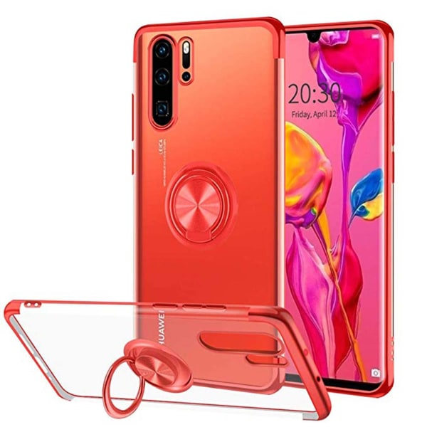 TG Huawei P30 Pro - Robust Silikonskal FLOVEME Ringhållare Svart
