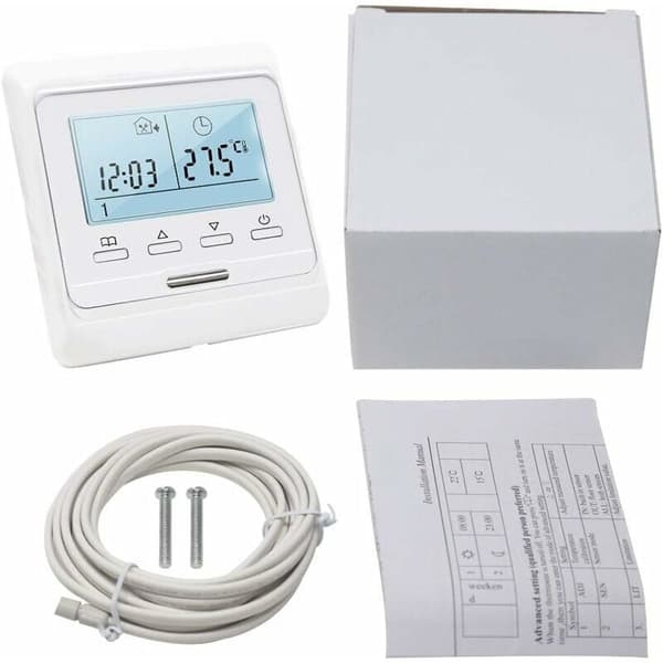 Programmerbar rumtermostat med 16A sensor til elektrisk gulvvarme, digital termostat til elektrisk gulvvarme, af DEBUNS