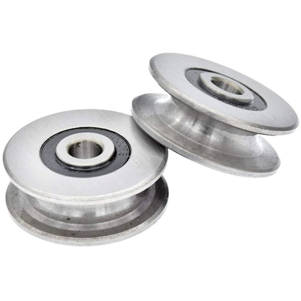 8mm Dyb U-rille Rustfrit Stål Kugleleje Remsskive 250kg Metal Remsskive til Løfteguide Indvendig Diameter (40 x 13mm)