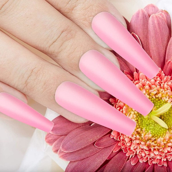 TG Matte Lange Falske Negle 100 stk (Rosa)