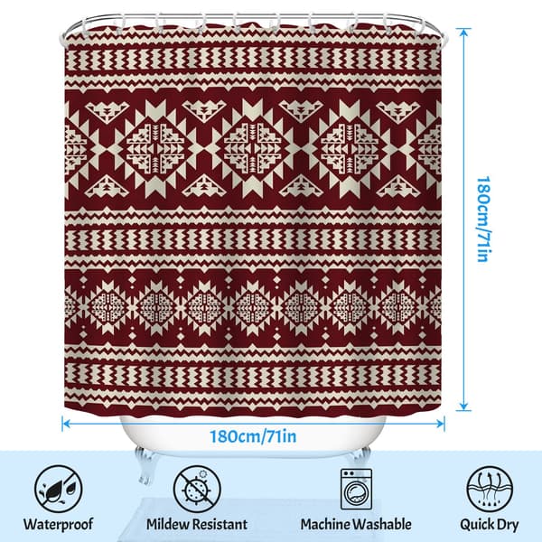 Vattentäta duschdraperier för badrum, 180x180cm Fair Isle-mönstrat duschdraperifoder med viktad botten för ökad integritet 180x180cm
