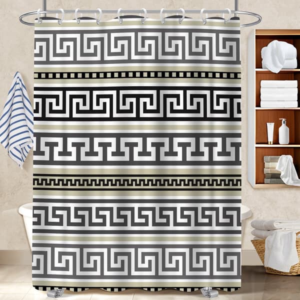 Duschdraperi med Fair Isle-design för badrum, duschdraperifoder i bondgårdsstil med viktad botten för skjutdörrsskenor 180x180cm