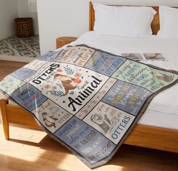 Bästa utterpresenter för kvinnor/män, unika utterälskarprylar för pojkar/flickor, havsutterfilt dekor/accessoarer, söt uttertema pläd 127 cm x 153 cm 153*127cm/2.58*2.13alen