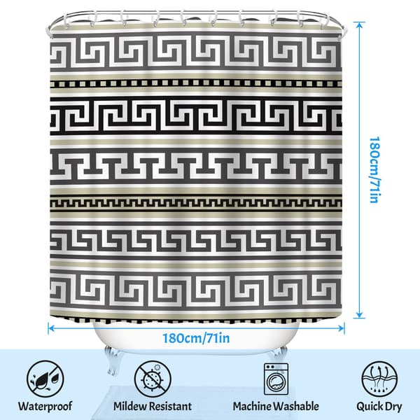 Duschdraperi med Fair Isle-design för badrum, duschdraperifoder i bondgårdsstil med viktad botten för skjutdörrsskenor 180x180cm