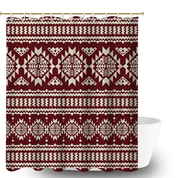 Vattentäta duschdraperier för badrum, 180x180cm Fair Isle-mönstrat duschdraperifoder med viktad botten för ökad integritet 180x180cm