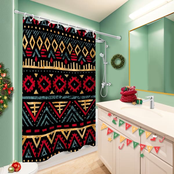 Badeforheng i polyesterstoff med rustfrie maljer, 180x180cm vaskbart boho-trykk badeforheng for leilighet 180x180cm