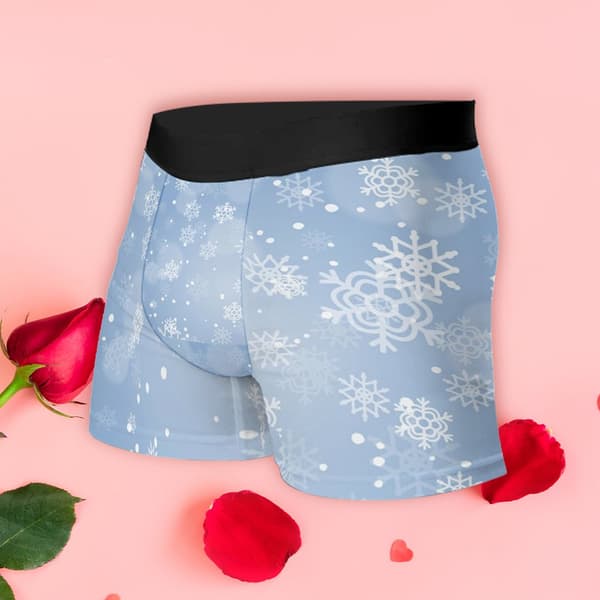 Snefnug-tema herre boxershorts hurtigtørrende åndbart undertøj ideelt til gave til ham M