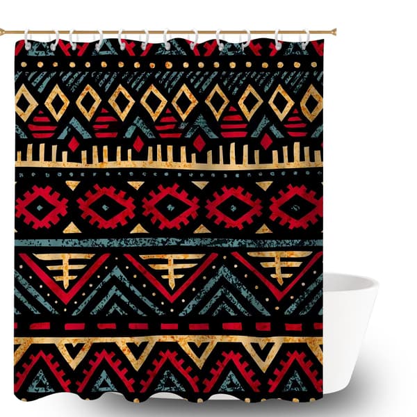 Badeforheng i polyesterstoff med rustfrie maljer, 180x180cm vaskbart boho-trykk badeforheng for leilighet 180x180cm