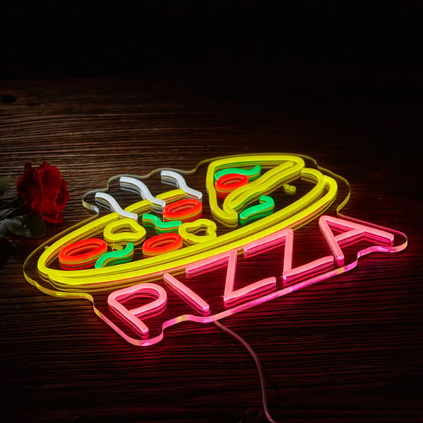 Pizzaneonskylt för väggdekor Dimbar LED-neonskylt USB-driven neonkonstskylt dekor